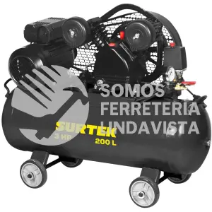 CMP6200 COMPRESOR DE AIRE ELECTRICO CON TRANSMISION DE BANDA 200 LT, 3 HP, 120 V SURTEK