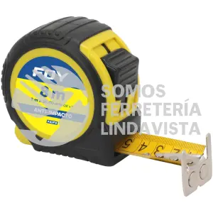 FAIF8 FLEXOMETRO CON CARCASA ANTI-IMPACTO COLOR AMARILLO, 8 M X 25 MM FOY