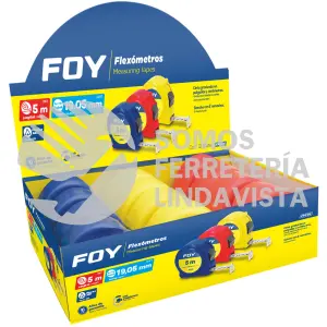FPFD5 FLEXOMETROS CON CARCASA DE PLASTICO COLORES EN DISPLAY, 5 M X 19 MM FOY