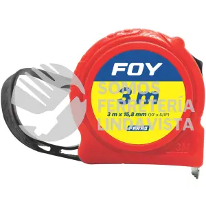 FPRF3 FLEXOMETRO CON CARCASA DE PLASTICO ROJO, 3 M X 15 MM FOY