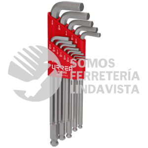 4995HD JUEGO DE 13 LLAVES HEXAGONALES TIPO "L", EN PULGADAS, PUNTA DE BOLA HEAVY DUTY URREA