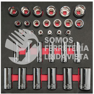CH206 JUEGO DE DADOS CORTOS Y LARGOS CUADRO DE 1/2" EN PULGADAS, 31 PIEZAS URREA
