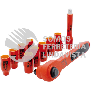 5400V JUEGO DE DADOS Y ACCESORIOS CUADRO DE 1/2" EN PULGADAS PARA 1000 V, 11 PIEZAS URREA