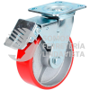RP15B RODAJA DE FIERRO CON POLIURETANO ROJO GIRATORIA CON FRENO 6" SURTEK