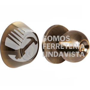 13CB COMBO DE POMO BOLA FUNCION SENCILLA, LATON ANTIGUO, LLAVE ESTANDAR, BLISTER LOCK