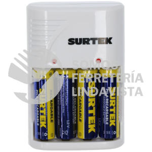 CP4 CARGADOR DE PILAS "AAA", "AA" Y "9V" , CON 4 PILAS "AA" SURTEK