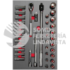 CH311L JUEGO DE DADOS CORTOS Y LARGOS Y ACCESORIOS DE 1/2" METRICOS, 37 PIEZAS URREA