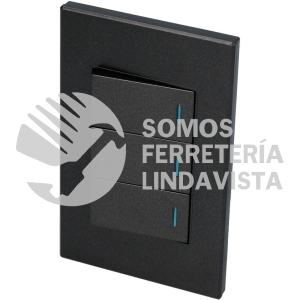 P623N PLACA 3 SWITCH 1/3, LINEA PREMIUM, COLOR NEGRO SURTEK