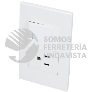 P624B PLACA 1 SWITCH 1 CONTACTO 1/2, LINEA PREMIUM, COLOR BLANCO SURTEK