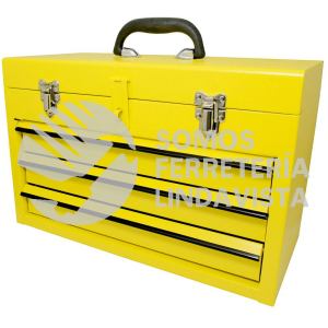 125111 CAJA PORTAHERRAMIENTAS METALICA AMARILLA CON 3 GAVETAS 11" X 18" X 9" SURTEK