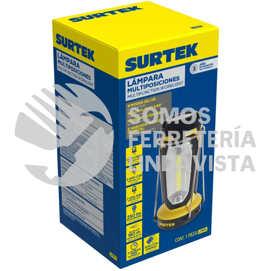 LMP1 LAMPARA DE LED MULTIPOSICIONES RECARGABLE DE 350 LM SURTEK