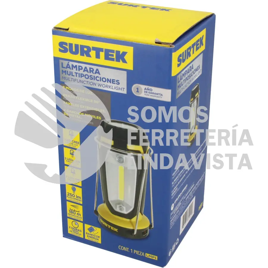 LMP1 LAMPARA DE LED MULTIPOSICIONES RECARGABLE DE 350 LM SURTEK