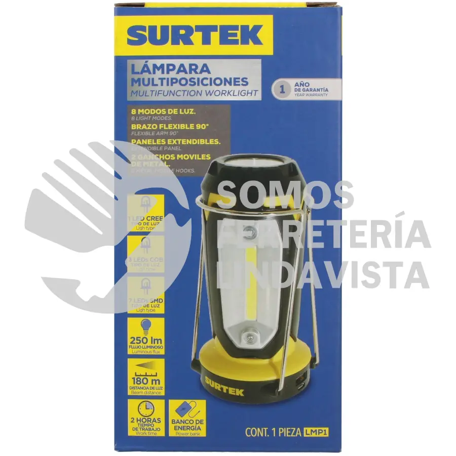 LMP1 LAMPARA DE LED MULTIPOSICIONES RECARGABLE DE 350 LM SURTEK