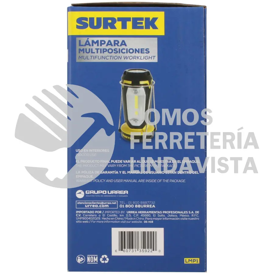 LMP1 LAMPARA DE LED MULTIPOSICIONES RECARGABLE DE 350 LM SURTEK