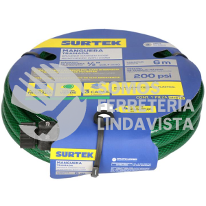 M12T6 MANGUERA PARA JARDIN TRAMADA EN ROLLO VERDE 1/2", 6 M SURTEK