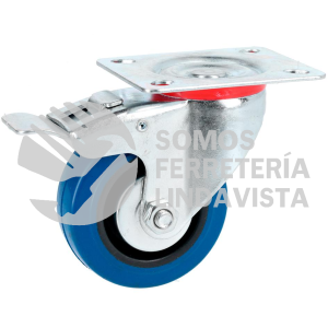 RGO10B RODAJA DE GOMA ELASTICA GIRATORIA CON FRENO AZUL 4" SURTEK