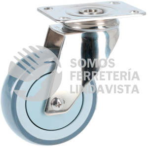 RTI10G RODAJA DE TPR GRIS CON HERRAJES DE ACERO INOXIDABLE GIRATORIA 4" SURTEK