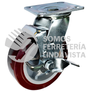 RPU10B RODAJA DE POLIURETANO MARRON GIRATORIA CON FRENO 4" SURTEK