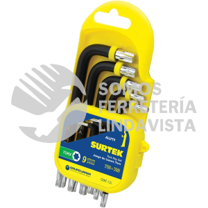 ALLFT9 JUEGO DE 9 LLAVES HEXAGONALES TIPO "L", TORX SURTEK