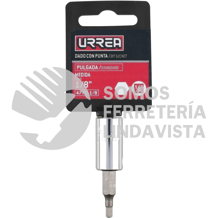 4770-3/16 DADO CON PUNTA HEXAGONAL CUADRO DE 1/4", EN PULGADAS, 3/16" URREA