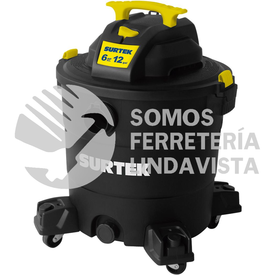 AS612A ASPIRADORA DE PLASTICO 12 GALONES, 6 HP 120 V SURTEK
