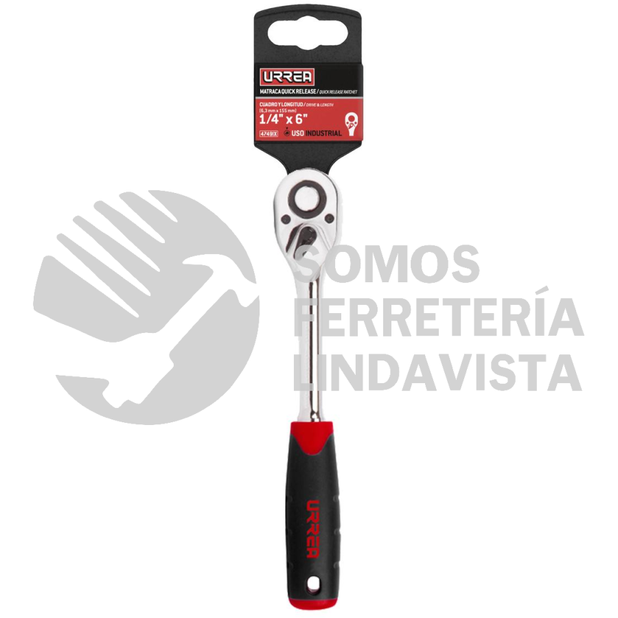 4749IX MATRACA REVERSIBLE CON MANGO BIMATERIAL, QUICK RELEASE, PARA DADO CUADRO DE 1/4" URREA