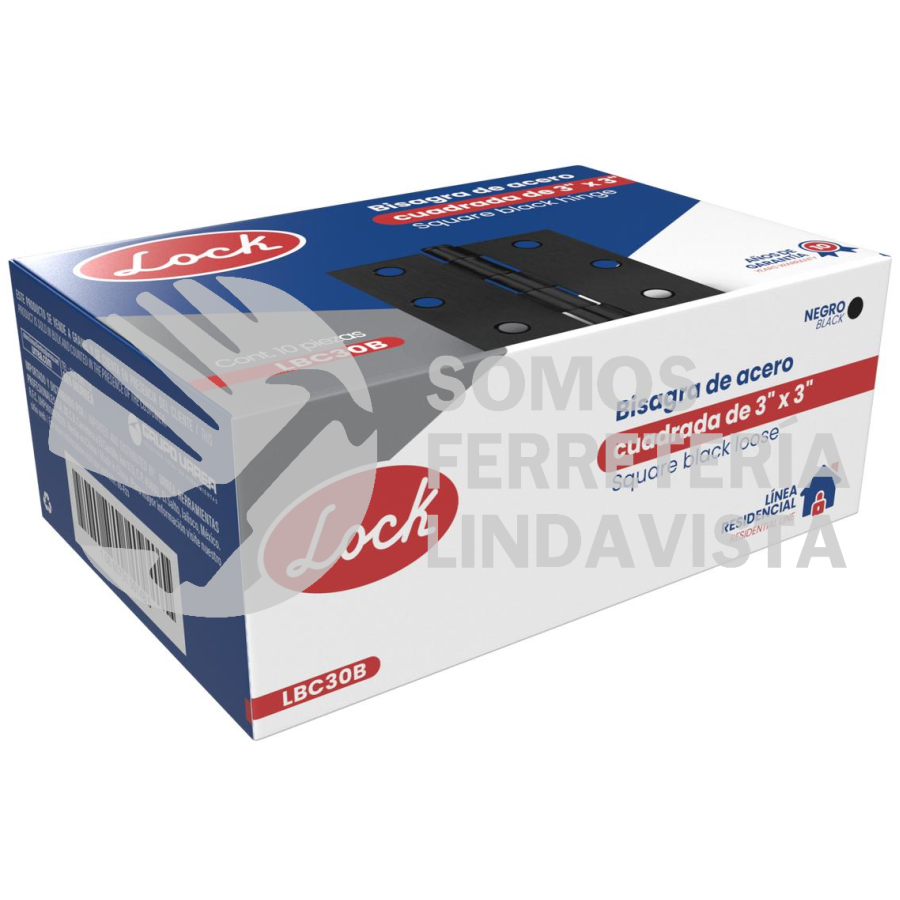 LBC30B BISAGRA CUADRADA PERNO SUELTO DE ACERO NEGRO 3" X 3" LOCK